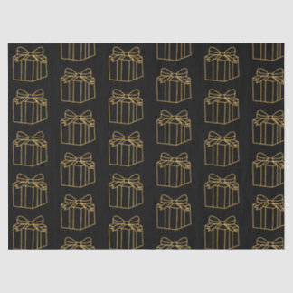 Elegant Gold and Black Gift Box Pattern Holiday Tissue Paper