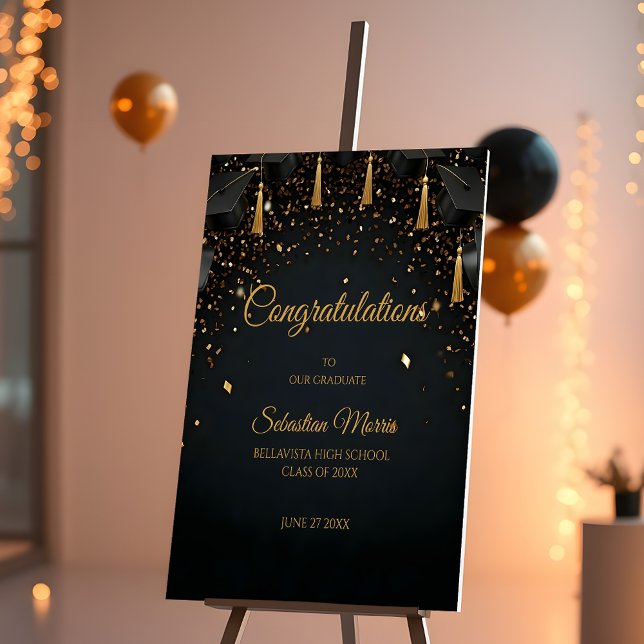 Elegant Gold and Black Graduation Party Foam Board (Creator Uploaded)