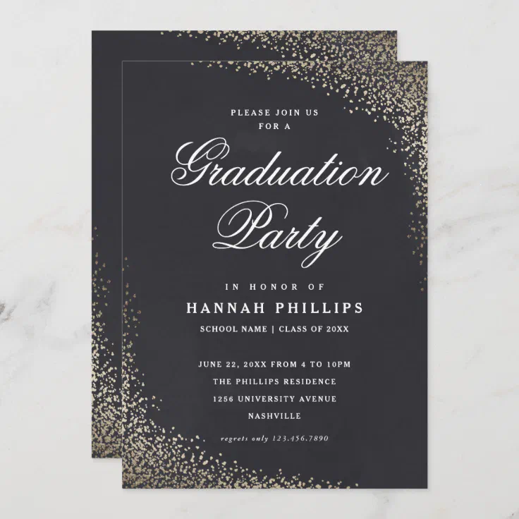 Elegant Gold And Black Graduation Party Invitation Zazzle 2991