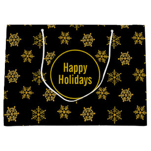 Elegant Gold and Black Holidays Large Gift Bag