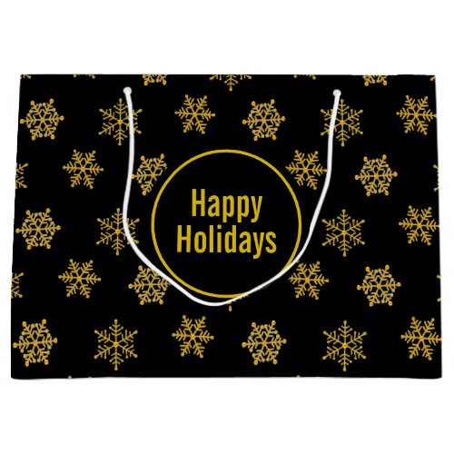 Elegant Gold and Black Holidays Large Gift Bag