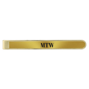 Elegant Gold and Black Initials Letters Monogram Finish Tie Bar