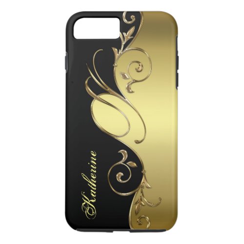 Elegant Gold and Black iPhone Monogram iPhone 8 Plus7 Plus Case