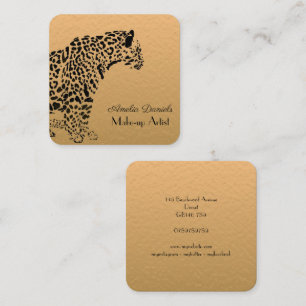 Elegant Gold and Black Jaguar  Square Business Car Square Business Card