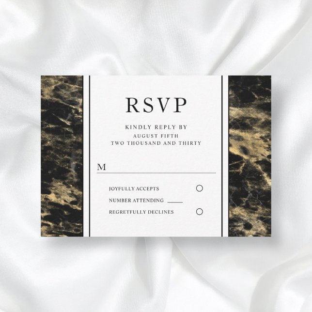 Elegant Gold And Black Marble Wedding RSVP (Creator Uploaded)