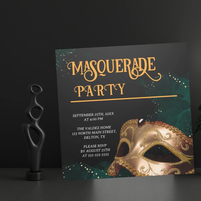 Elegant Gold and Black Masquerade Party Invitation (Creator Uploaded)