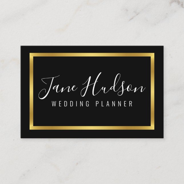 Elegant Gold and Black Minimalist Business Card (Front)