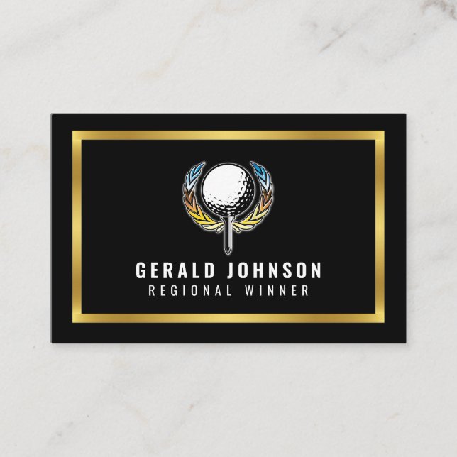 Elegant Gold and Black Minimalist Business Card (Front)