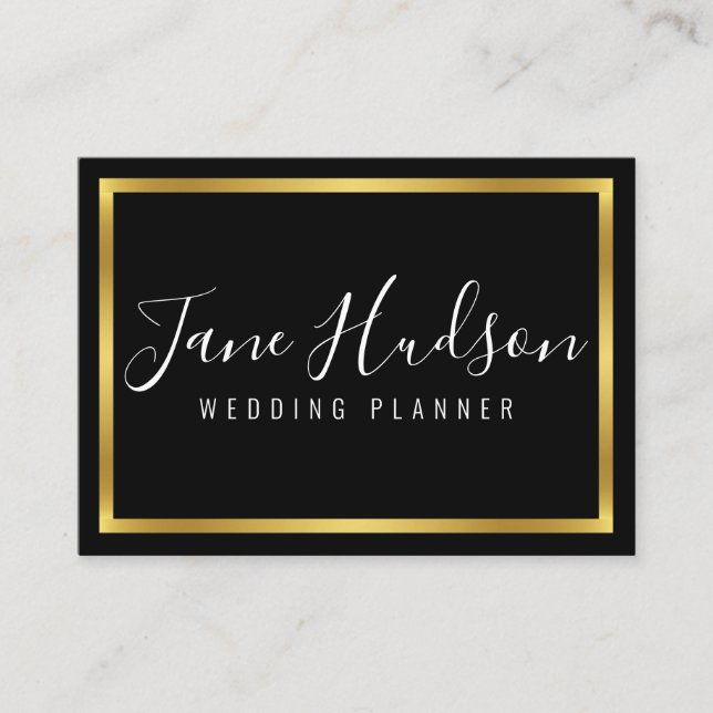 Elegant Gold and Black Minimalist Business Card (Front)