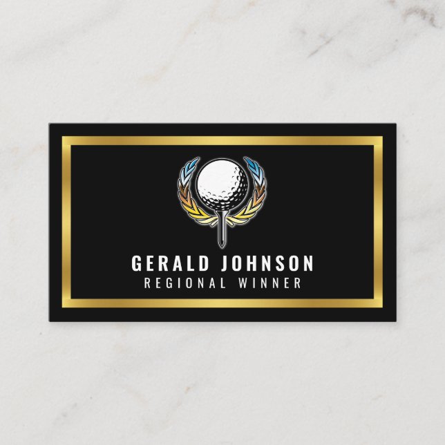 Elegant Gold and Black Minimalist Business Card (Front)