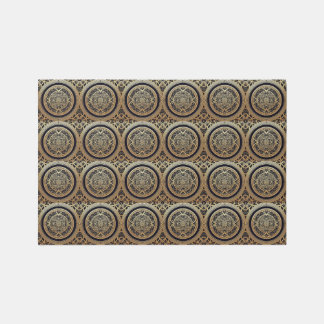 Elegant Gold and Black Modern Mandala Rug