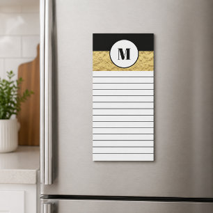 Elegant Gold and Black Monogram Magnetic Notepad