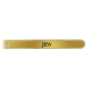 Elegant Gold and Black Monogram Monogram Initials Finish Tie Bar