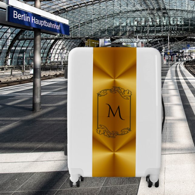 Elegant Gold and Black Monogrammed Luggage (Creator Uploaded)