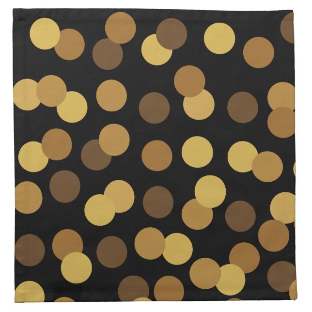 Elegant Gold And Black Polka Dots Pattern Cloth Napkin (Front)