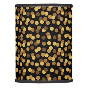 Elegant Gold And Black Polka Dots Pattern Lamp Shade