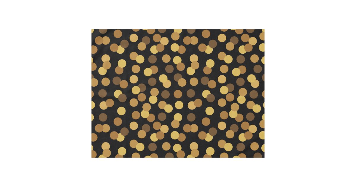 Elegant Gold And Black Polka Dots Pattern Tablecloth
