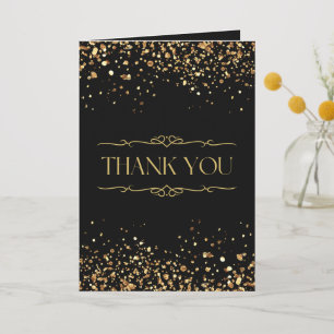 Elegant Gold and Black Retirement Party Thank You  Card