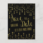 Elegant Gold And Black Save The Date Announcement Postcard at Zazzle