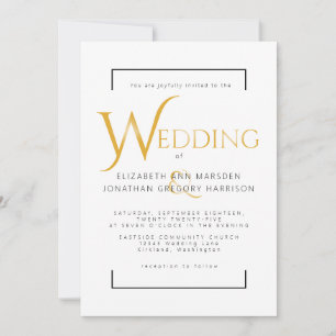 Elegant Gold and Black Scripture Religious Wedding Invitation