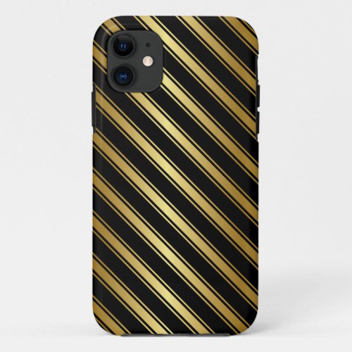 Elegant Gold and Black Stripe iPhone Case