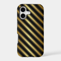 Elegant Gold and Black Stripe iPhone Case
