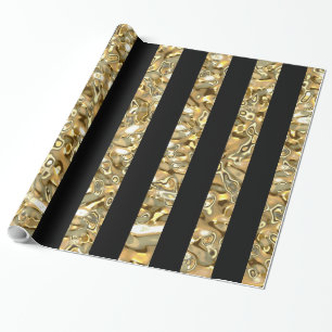 Elegant Gold and Black Striped Wrapping Paper