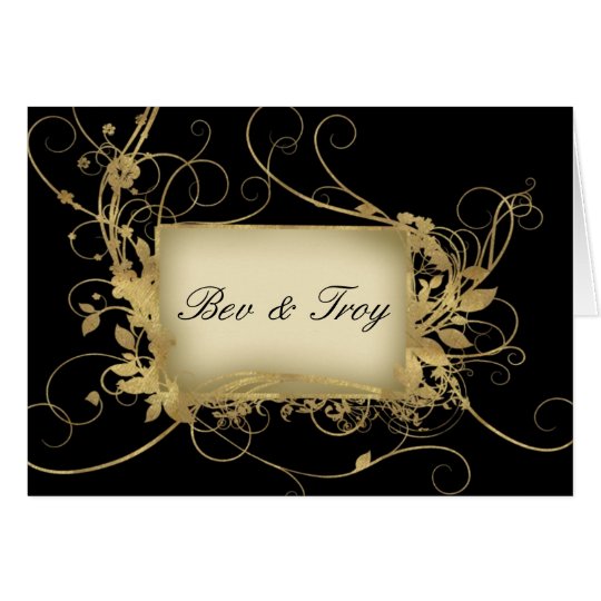 Elegant gold and black swirl design - customize it card