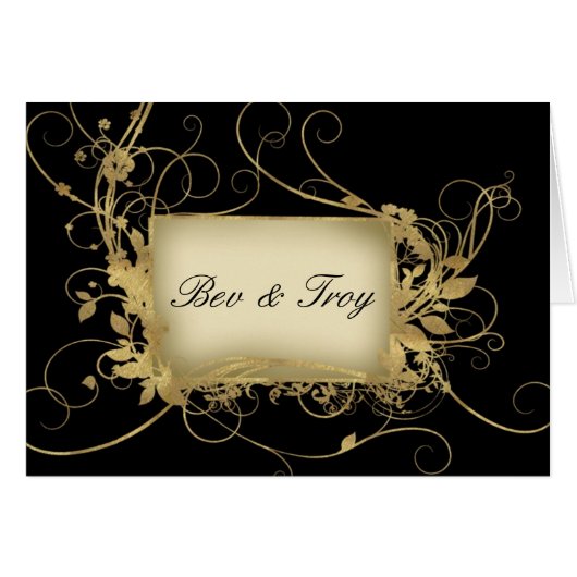Elegant gold and black swirl design - customize it cards (Front Horizontal)