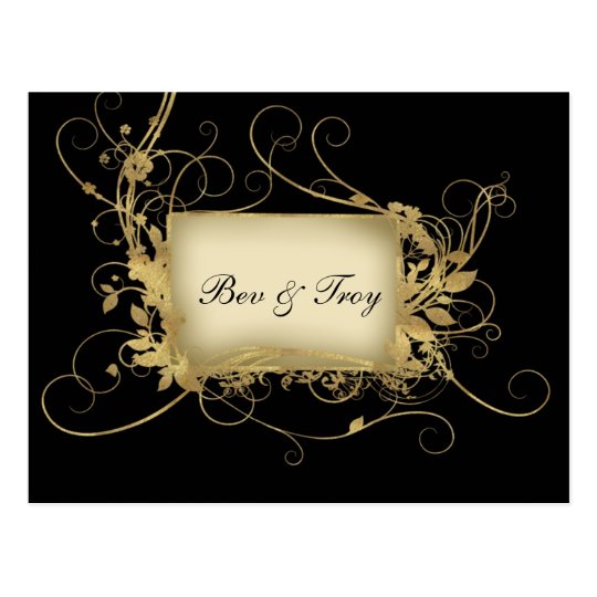 Elegant gold and black swirl design - customize it postcard