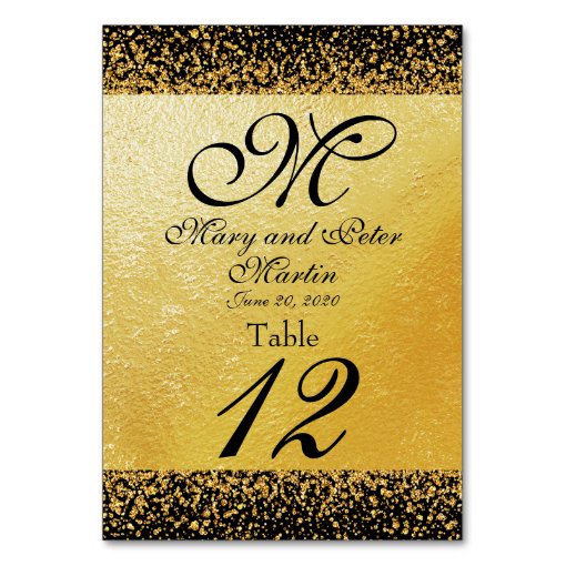 Elegant Gold and Black Table Number | Zazzle