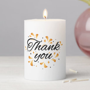 Elegant Gold and Black Thank You Aesthetic Pillar Candle