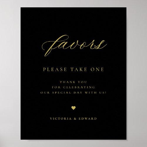 Elegant Gold and Black Wedding Favor Poster
