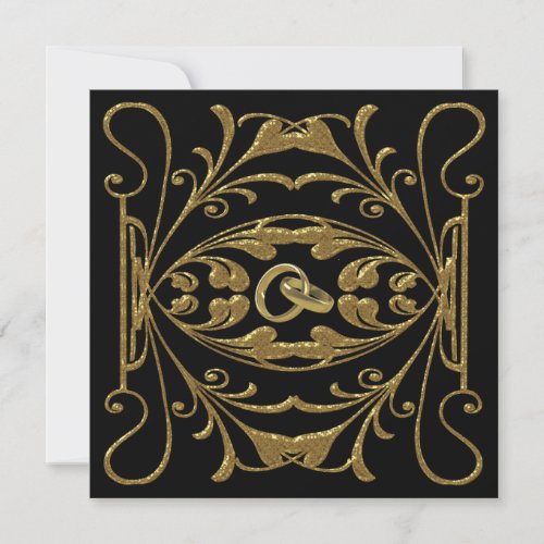 Elegant Gold and Black Wedding Invitation