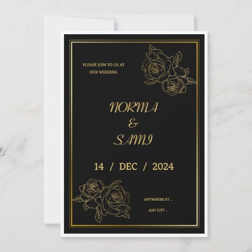 Elegant Gold and Black Wedding Invitation