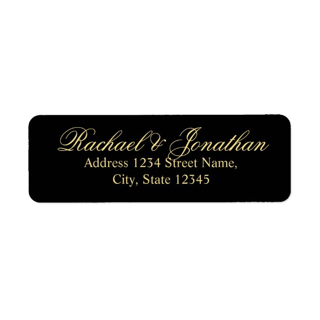 Elegant Gold and Black Wedding Label (Front)