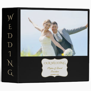 Elegant Gold and Black Wedding Photo Album 3 Ring Binder