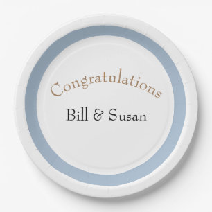 Elegant Gold and Blue Anniversary Paper Plates