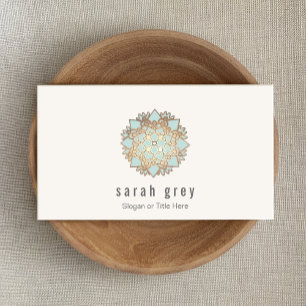Elegant Gold and Blue Lotus Flower Business Card