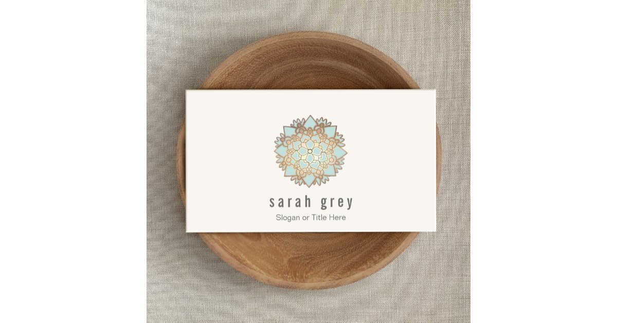 Elegant Gold and Blue Lotus Flower Business Card | Zazzle