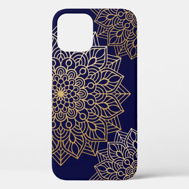 Elegant Gold and Blue Mandala Pattern Case-Mate iPhone Case (Back)
