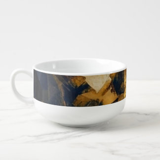 Elegant Gold and Blue Mosaic Woman Portrait - Abst Soup Mug