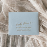 Elegant Gold and Blue Printed Address RSVP Envelope<br><div class="desc">These elegant gold and blue calligraphy printed address RSVP envelopes are perfect for a simple wedding. The neutral design features a minimalist envelope decorated with romantic and whimsical faux gold foil typography. Personalize with the name of the bride and groom and RSVP address. Please Note: This design does not feature...</div>
