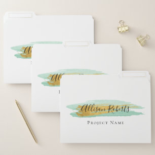 Elegant gold and blue project file folder