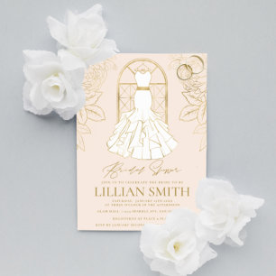 Elegant Gold and Blush Bridal Dress Bridal Shower Invitation