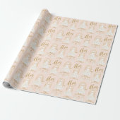 Elegant Gold and Blush Bridal Dress Bridal Shower Wrapping Paper (Unrolled)