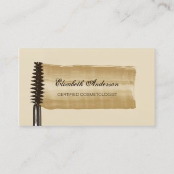 Elegant Gold And Brown Mascara Cosmetologist Business Card by GirlyBusinessCards at Zazzle