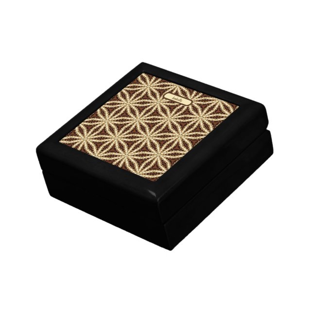 Elegant Gold and Brown Star Anise jewelry  Gift Box (Side)