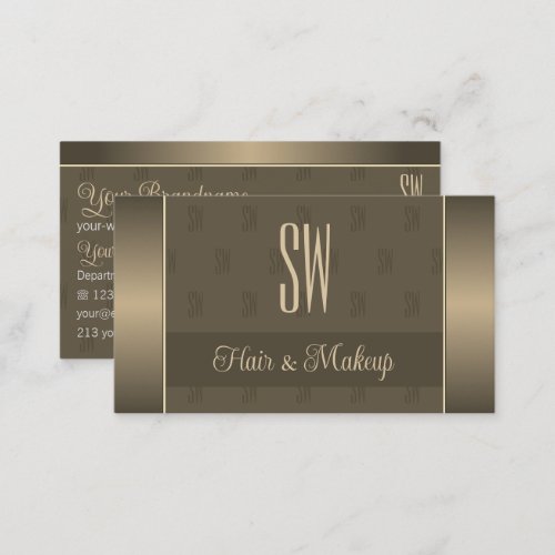Elegant Gold and Brown with Initials Professional Business Card