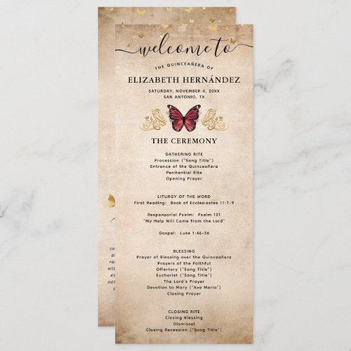 Elegant Gold and Burgundy Quince Butterfly Program